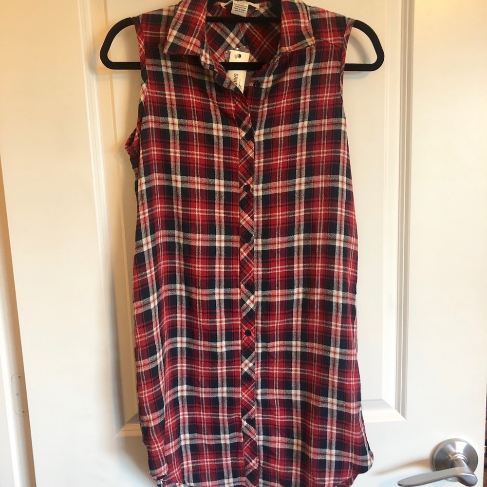 Sans Souci plaid button up dress